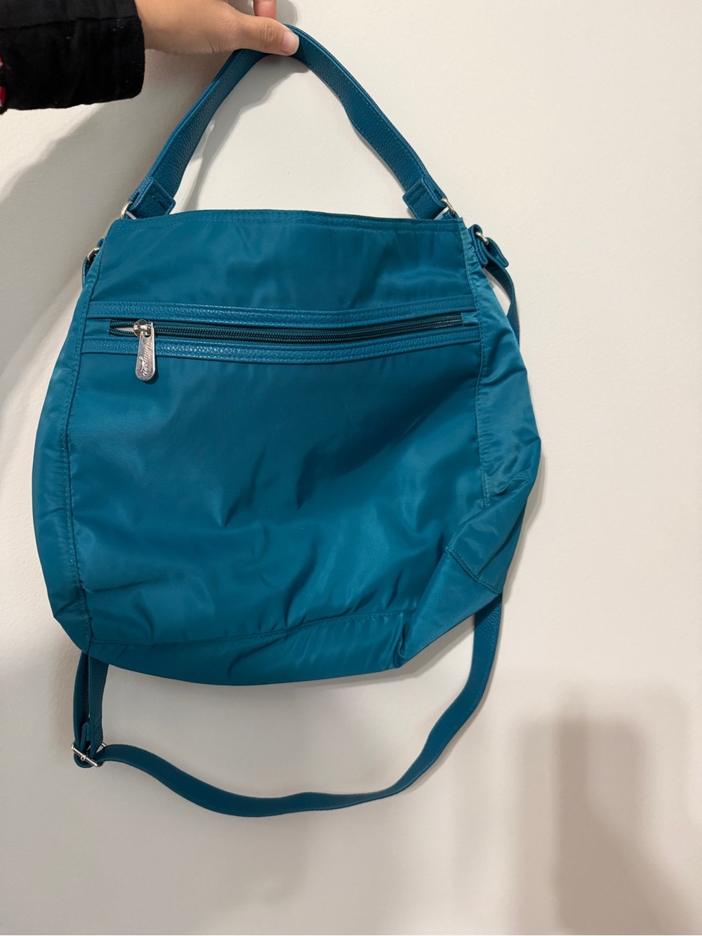 thirty-one Teal Nylon Shoulder Bag with Front Zip